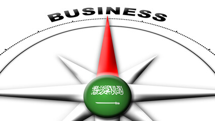 Saudi Arabia Globe Sphere Flag and Compass Concept Business Titles – 3D Illustration