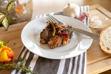 A traditional Guyanese Christmas dish called garlic pork