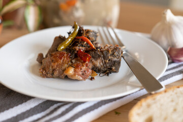 A traditional Guyanese Christmas dish called garlic pork