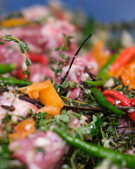 Preparation of a traditional Guyanese Christmas dish called garlic pork