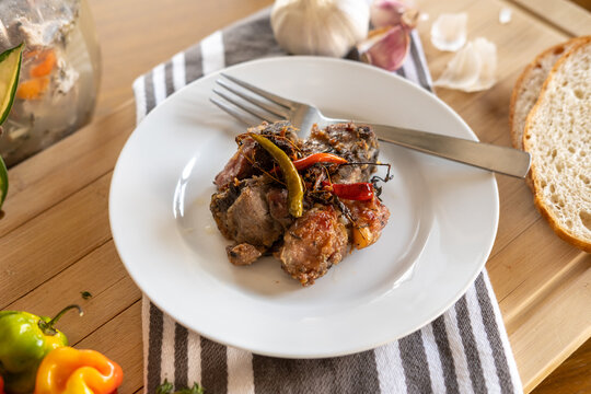 A traditional Guyanese Christmas dish called garlic pork