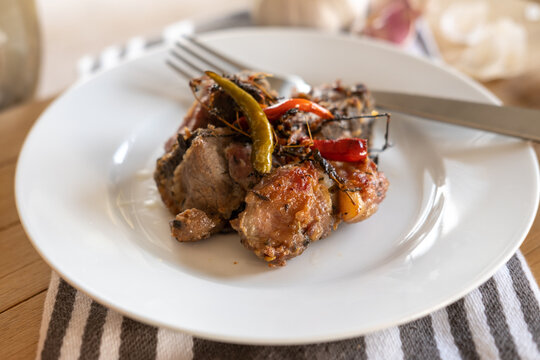 A traditional Guyanese Christmas dish called garlic pork