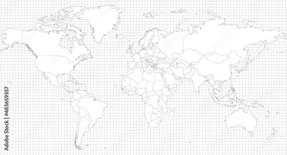 Sticker world simple outline blank map - Stickers