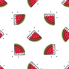 Seamless watermelons pattern. Vector background. Flat design.
