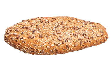  SIngle cereal wholemeal bread over white isolated background