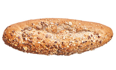  SIngle cereal wholemeal bread over white isolated background