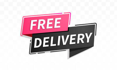 Free delivery vector icon. Shipping pointer. Sticker of cargo services on transparent background