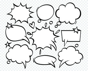 A collection of comic  speech bubbles. comic speech bubbles doodle set