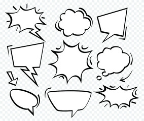 A collection of comic  speech bubbles. comic speech bubbles doodle set