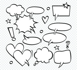 A collection of comic  speech bubbles. comic speech bubbles doodle set