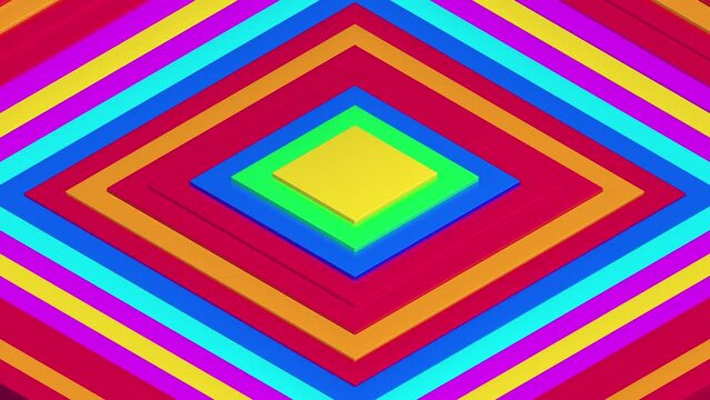 Waving Isometric Multi Colored 3D Rhombuses