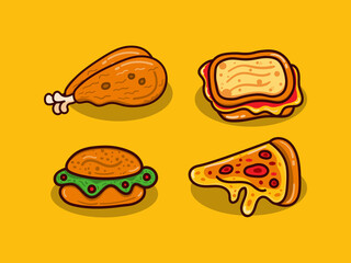 bundle set of fast food illustration