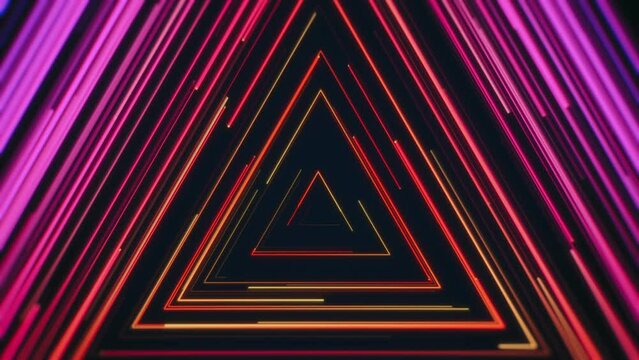 Red and Pink Tunnel of Triangular-Shaped Lines