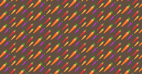 Carrot seamless pattern with purple, yellow, red, orange color vector illustration