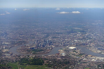 Fototapeta premium Aerial View of London with the River Thames and the British Capital's Central Business District