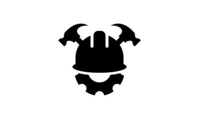 illustration vector graphic hammer gear helmet logo.
concept builders.