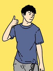cute man cartoon on yellow background