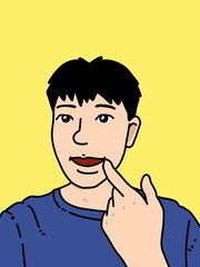 cute man cartoon on yellow background