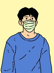 cute man cartoon on yellow background