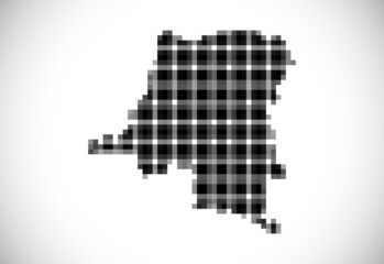 Pixel map of democratic republic of the congo. The dotted map is on white background. Vector illustration