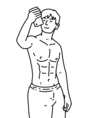 Fototapeta premium black and white of cute man cartoon for coloring