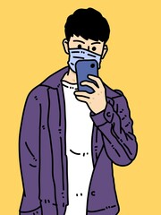 cute man cartoon on yellow background