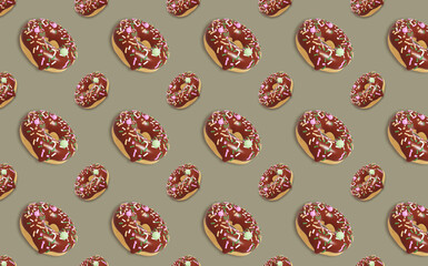 Isolated glazed donut or donut with sprinkles, 3d rendering.