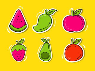 bundle set sticker of fruit illustration