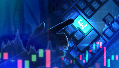 Investment in UK economy. Trader and Investment in pound sterling. Buying pound sterling currency....