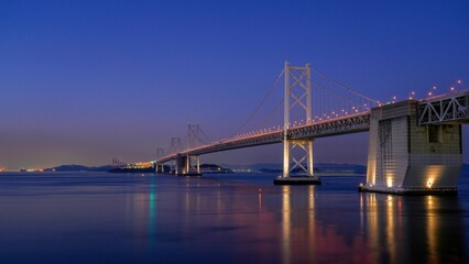 Fototapeta na wymiar 日没後の瀬戸大橋の情景＠香川