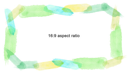 手描き水彩のフレーム　グリーン系