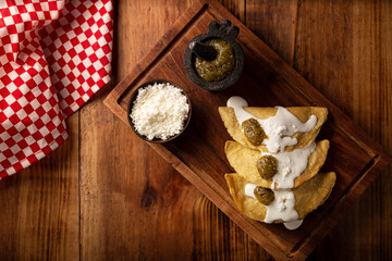 Quesadillas fritas. Traditional Mexican appetizer 