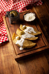Quesadillas fritas. Traditional Mexican appetizer 