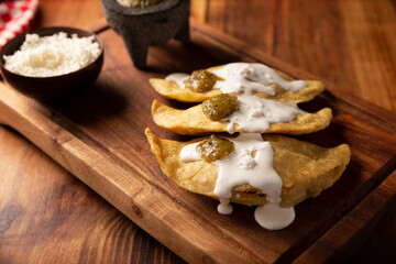 Quesadillas fritas. Traditional Mexican appetizer 