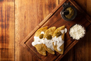 Quesadillas fritas. Traditional Mexican appetizer 