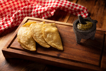Quesadillas fritas. Traditional Mexican appetizer 
