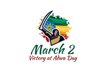 March 2, Victory at Adwa Day. Public holidays in Ethiopia vector illustration.  Suitable for greeting card, poster and banner. 