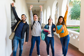 Cheerful friends with good grades