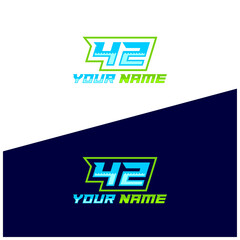 Number logo with fast speed lines. Vector sport style typeface, sports club.