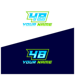 Number logo with fast speed lines. Vector sport style typeface, sports club.