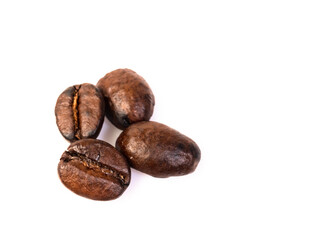 Arabica and Robusta roasted coffee beans isolated in white background cutout