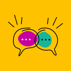 Communication icon, two bubbles of information