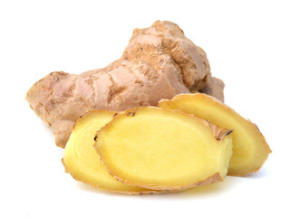 fresh ginger on white background