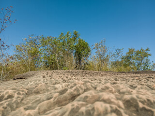 Mountain surface landscape view at Naka Cave in Thailand