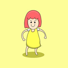 character design of cute red hair children happily dance celebrating