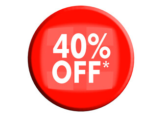 40 Percent off 3d Sign on White Background, Special Offer 40% Discount Tag, Sale Up to 40 Percent Off,big offer, Sale, Special Offer Label, Sticker, Tag, Banner, Advertising, offer Icon