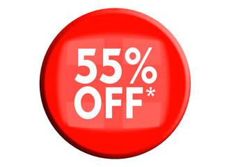 55 Percent off 3d Sign on White Background, Special Offer 55% Discount Tag, Sale Up to 55 Percent Off,big offer, Sale, Special Offer Label, Sticker, Tag, Banner, Advertising, offer Icon