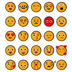 a collection of twenty cute emoticons vector