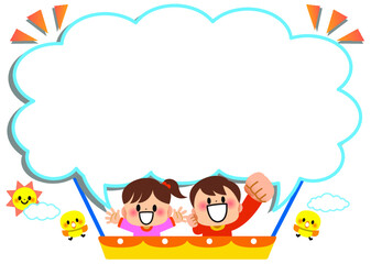 フレーム,吹き出し,気球,子供,動物,ひよこ,保育園,幼稚園,小学生,小学校,学校,