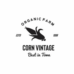 ILLUSTRATION VECTOR GRAPHIC OF silhouette open ripe sweet corn GOOD FOR corn vintage logo organic farm, field, groceries, shop market corn logo